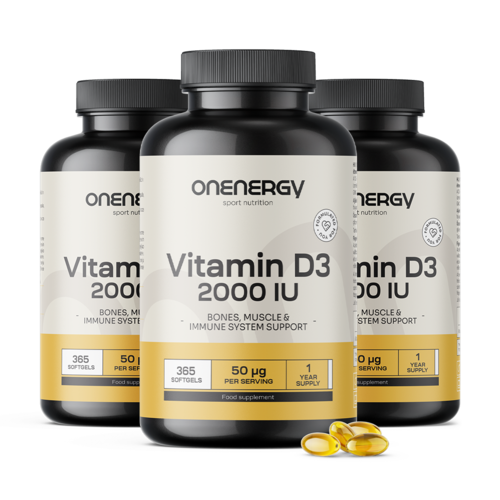 3x Vitamina D3 2000 UI, en total 1095 cápsulas blandas