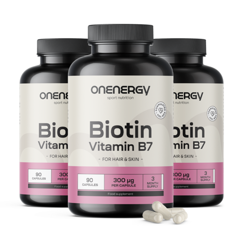 3x Biotina – vitamina B7, en total 270 cápsulas