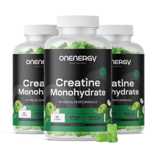 3x Monohidrato de creatina 3000 mg – manzana, en total 270 gominolas