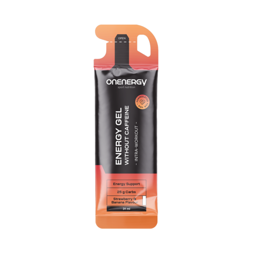 Gel energético sin cafeína – fresa y plátano, 31 ml