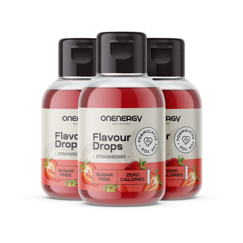 3x Flavour Drops gotas con endulzante – fresa, en total 150 ml