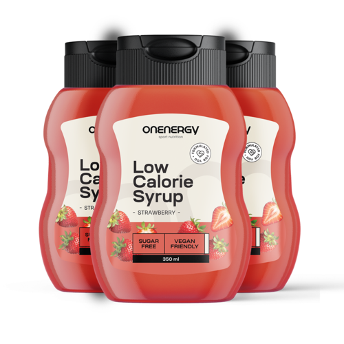 3x Sirope bajo en calorías con endulzante – fresa, en total 1050 ml