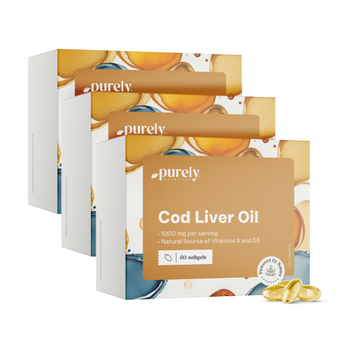 3x Aceite de bacalao 1000 mg, en total 180 cápsulas blandas