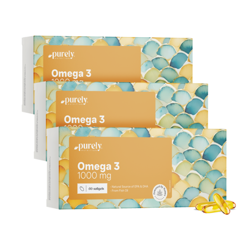 3x Omega-3 1000 mg - de aceite de pescado, ensemble 180 cápsulas blandas