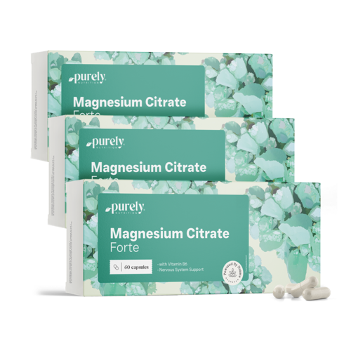 3x Citrato de magnesio Forte + vitamina B6, en total 180 cápsulas