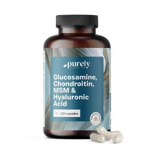 Glucosamina, condroitina, MSM y ácido hialurónico, 120 cápsulas
