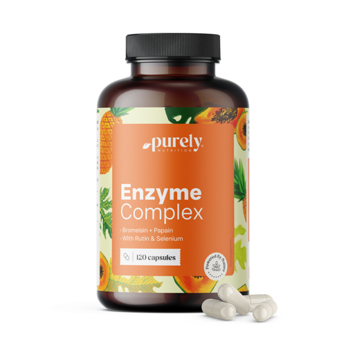 Complejo de enzimas - mezcla de bromelina y papaína, 120 cápsulas