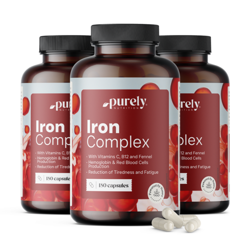 3x Iron Complex - hierro con vitaminas C y B12, en total 540 cápsulas