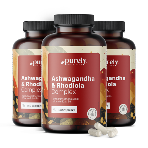 3x Ashwagandha y rodiola - complejo para el rendimiento físico y mental, en total 540 cápsulas