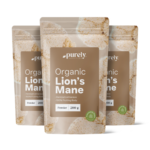 3x BIO Melena de león - polvo de setas, en total 600 g