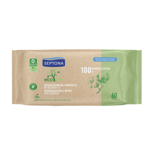 Toallitas húmedas para bebés Ecolife – biodegradables, 60 toallitas