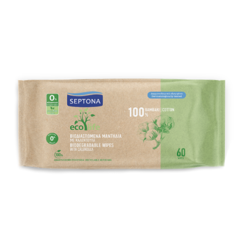 Toallitas húmedas para bebés Ecolife – biodegradables, 60 toallitas
