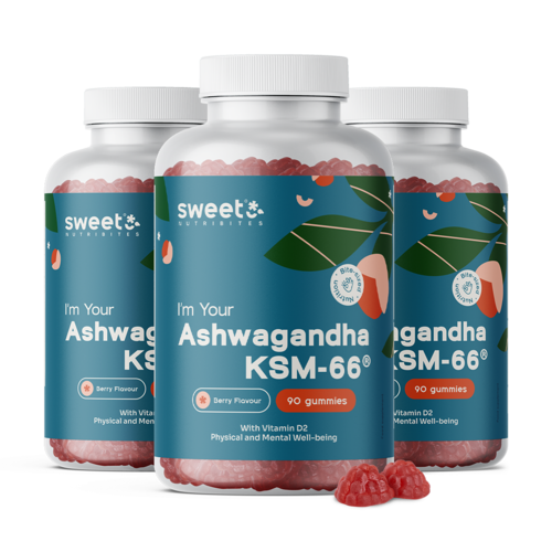 3x Ashwagandha KSM-66 300 mg, en total 270 gominolas