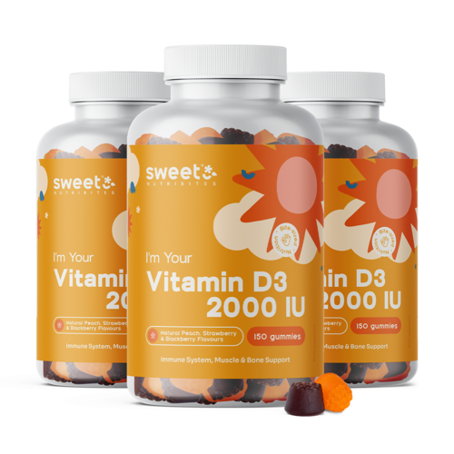 3x Vitamina D3 2000 UI, en total 450 gominolas