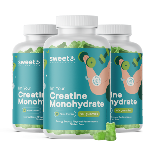 3x Monohidrato de creatina 3000 mg – manzana, en total 270 gominolas