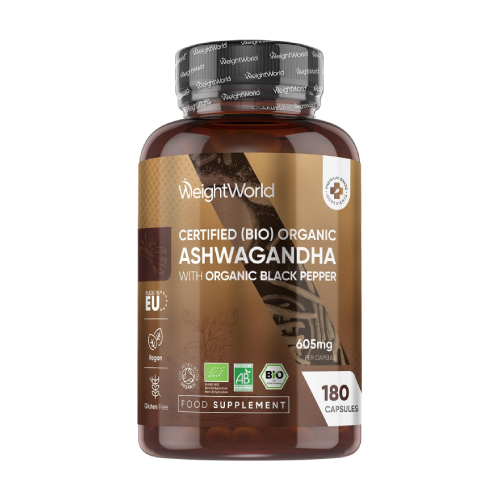Ashwagandha BIO con pimienta negra 600 mg, 180 cápsulas
